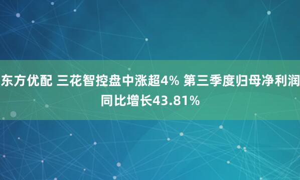 东方优配 三花智控盘中涨超4% 第三季度归母净利润同比增长43.81%